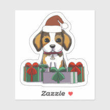 Puppy Dog with Gifts Christmas Stickers