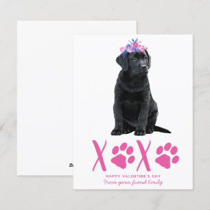 Puppy Dog XOXO Pink Kid's Valentines Day Holiday Card