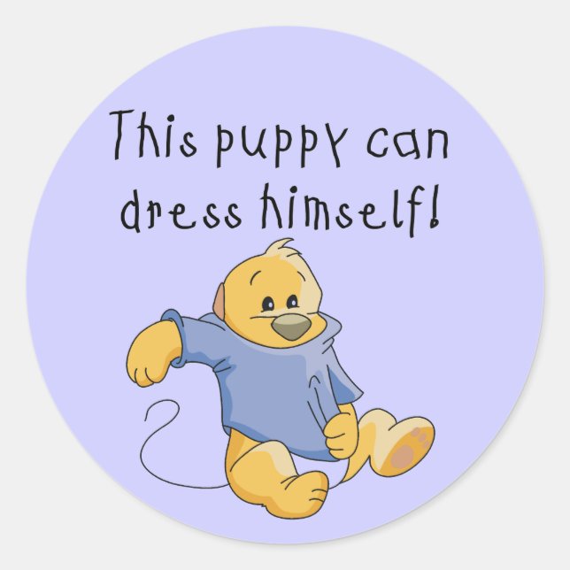 Puppy Dress Up Tshirts and Gifts Classic Round Sticker (Front)