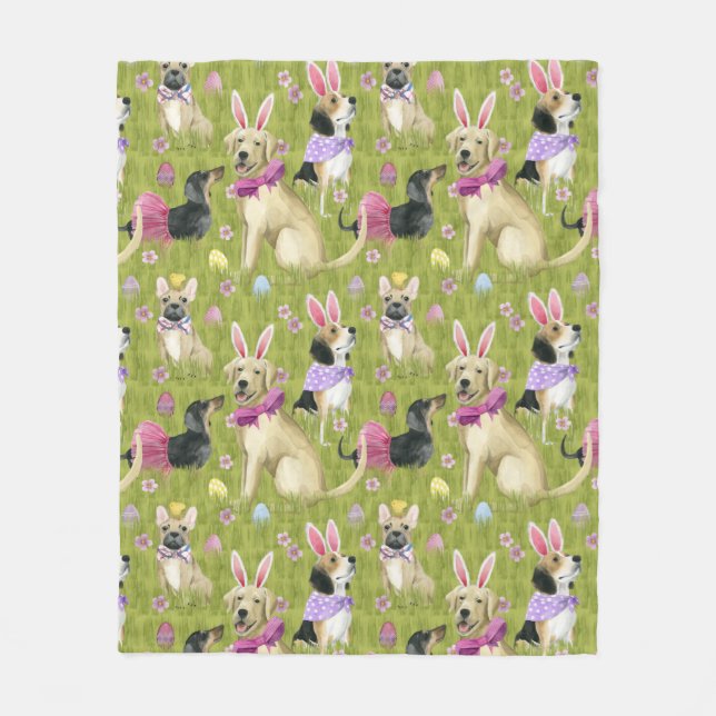 Puppy Easter Collection Fleece Blanket (Front)