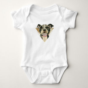 "Puppy Eyes" Pit Bull Dog Watercolor Painting 4 Baby Bodysuit