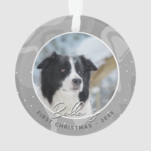 Puppy First Christmas Border Collie Dog Photo  Ornament (Back)