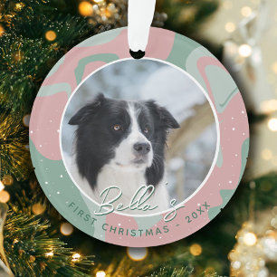 Puppy First Christmas Border Collie Dog Photo  Ornament