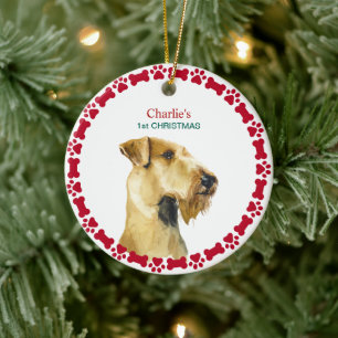 Puppy First Christmas Custom Airedale Terrier Ceramic Tree Decoration