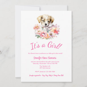 Puppy & Flowers Baby Shower Invitation