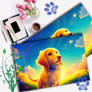 Puppy Flowers Bright Fun Inspirational Field Dog Postcard