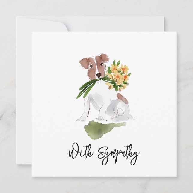 Puppy Flowers WITH SYPATHY Pet Memorial Sweet Dog Card (Front)