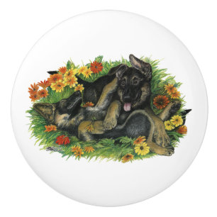 Puppy Garden Ceramic Knob