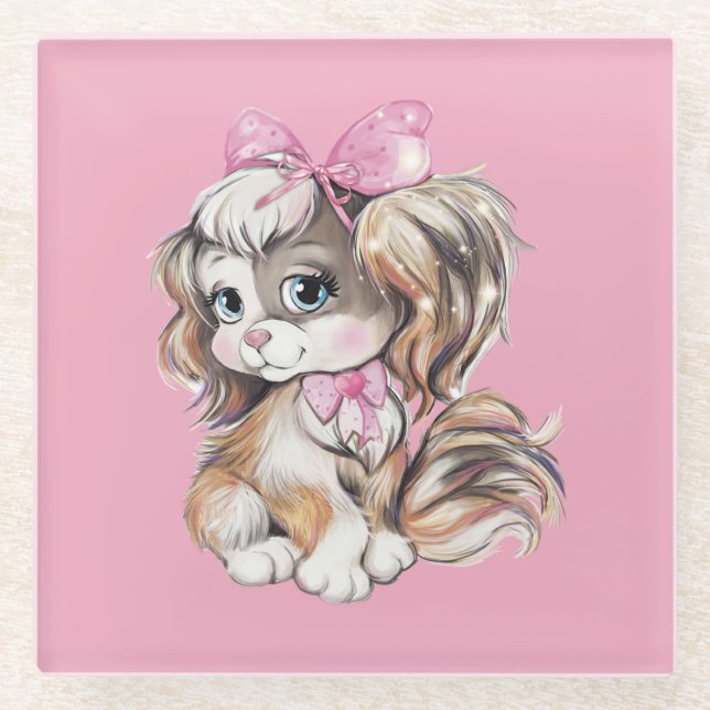 Puppy Glass Coaster (Front)