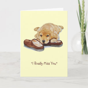 puppy golden retriever sad dog missing you card