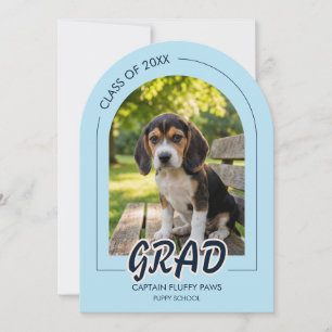 Puppy Graduation Pet Photos Baby Blue & Navy Invitation