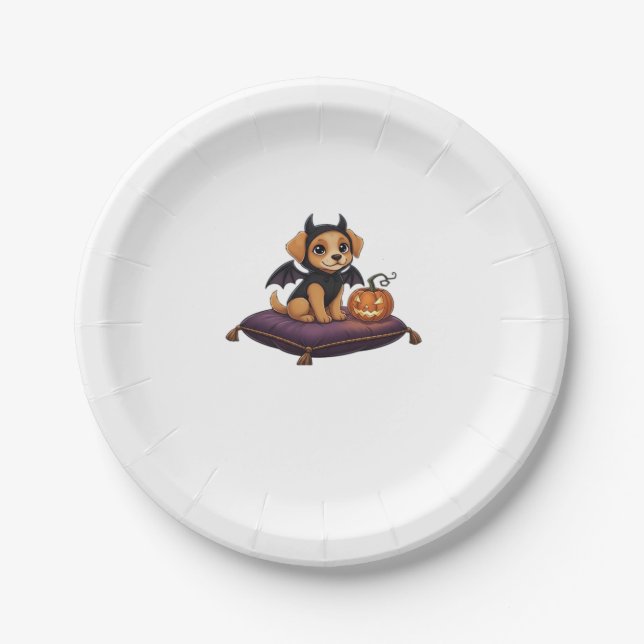 Puppy Halloween Classic T-Shirt Paper Plate (Front)