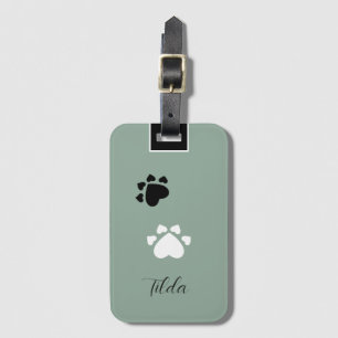 Puppy Heart Paws Monogrammed Luggage Tag