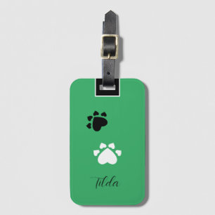 Puppy Heart Paws Monogrammed Luggage Tag