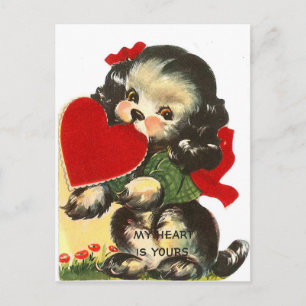 Puppy Heart Vintage Valentine Postcard