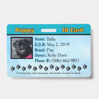Puppy ID card - Blue Badge