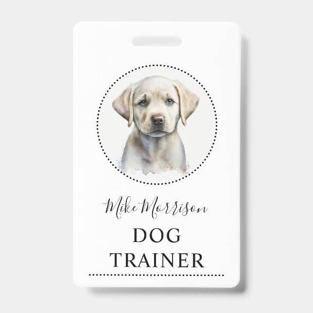 Puppy Illustration Dog Trainer ID Badge (Front)