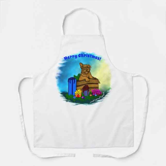 Puppy in A Box , Merry Xmas Apron (Front)
