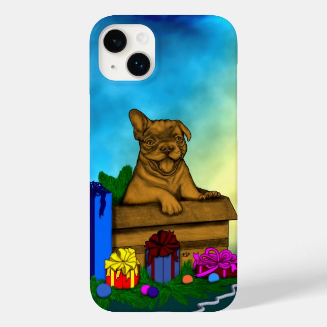 Puppy in A Box , Merry Xmas Case-Mate iPhone Case (Back)