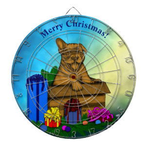 Puppy in A Box , Merry Xmas Dartboard