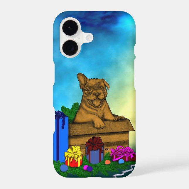 Puppy in A Box , Merry Xmas iPhone Case (Back)