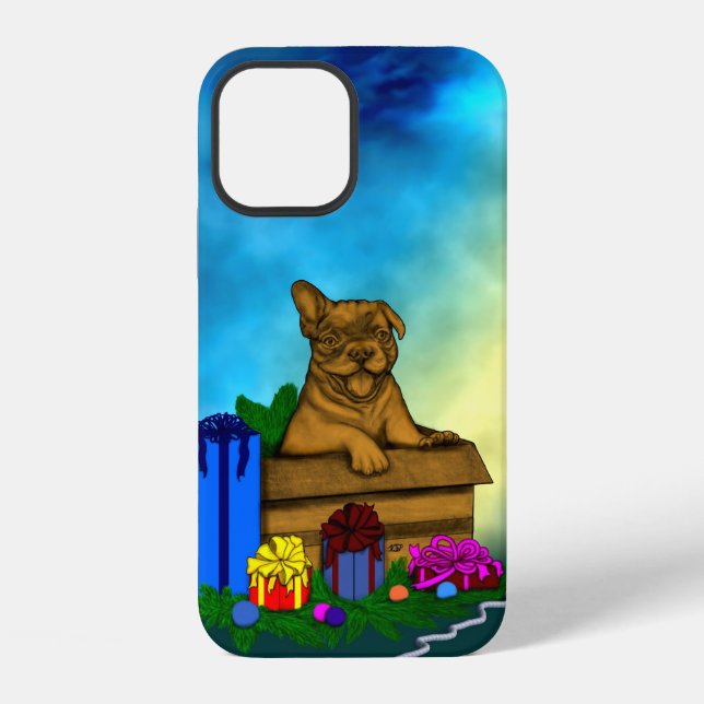 Puppy in A Box , Merry Xmas iPhone Case (Back)