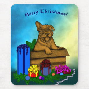 Puppy in A Box , Merry Xmas Mouse Mat