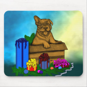 Puppy in A Box , Merry Xmas Mouse Mat