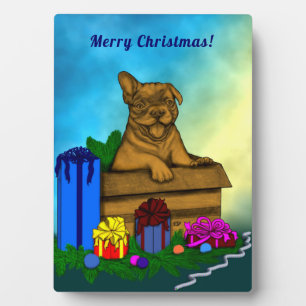 Puppy in A Box , Merry Xmas Plaque
