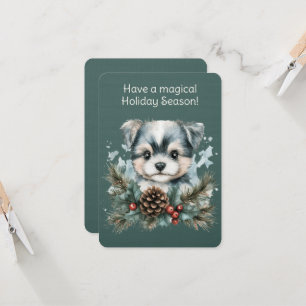 Puppy In A Christmas Wreath Card