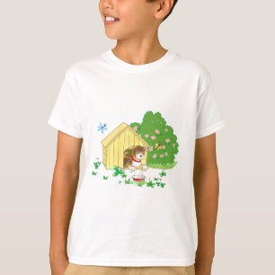 puppy in a kennel and a bone in a bowl T-Shirt