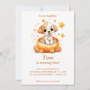 Puppy in a pumpkin: Birthday Party Invitation