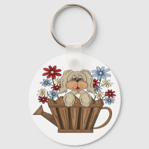 Puppy In A Watering Can Keychain
