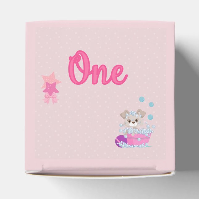 Puppy in Bath One Year Old Girl Birthday Favour Box (Top)