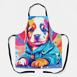 Puppy in Blue Coat Design Apron
