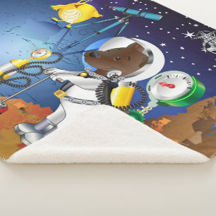 Puppy in space an alien with a telescope sherpa blanket