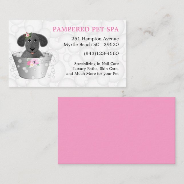 Puppy in Tub Pet Groomer Business Card (Front/Back)