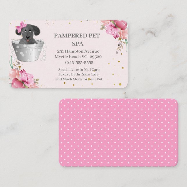 Puppy in Tub Pet Groomer Business Card (Front/Back)