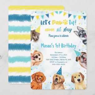 Puppy Invitation, Dog Birthday Invitation