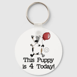 Puppy is 4 Birthday Tshirts and Gifts Key Ring
