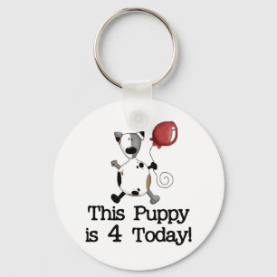 Puppy is 4 Birthday Tshirts and Gifts Key Ring