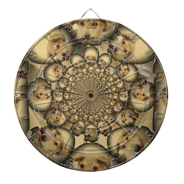 Puppy Kaleidoscope Art Print Dartboard (Front)