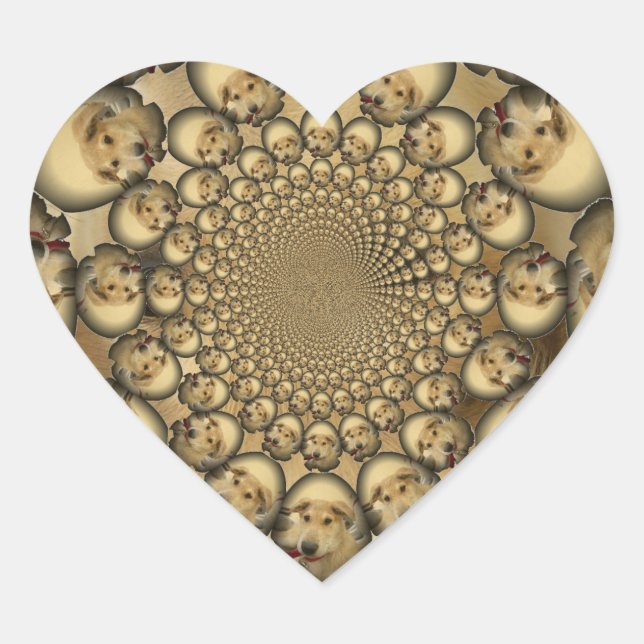 Puppy Kaleidoscope Art Print Heart Sticker (Front)