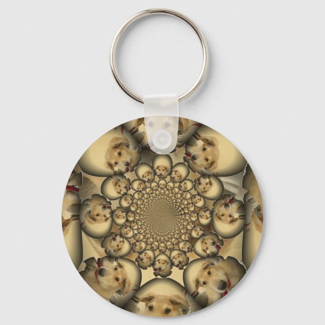 Puppy Kaleidoscope Art Print Key Ring (Front)