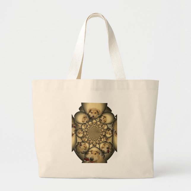 Puppy Kaleidoscope Art Print Large Tote Bag (Front)
