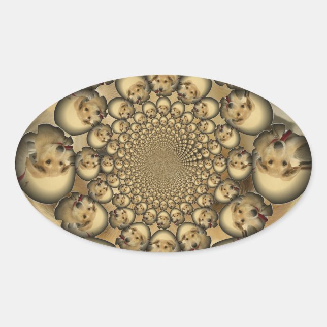 Puppy Kaleidoscope Art Print Oval Sticker (Front)