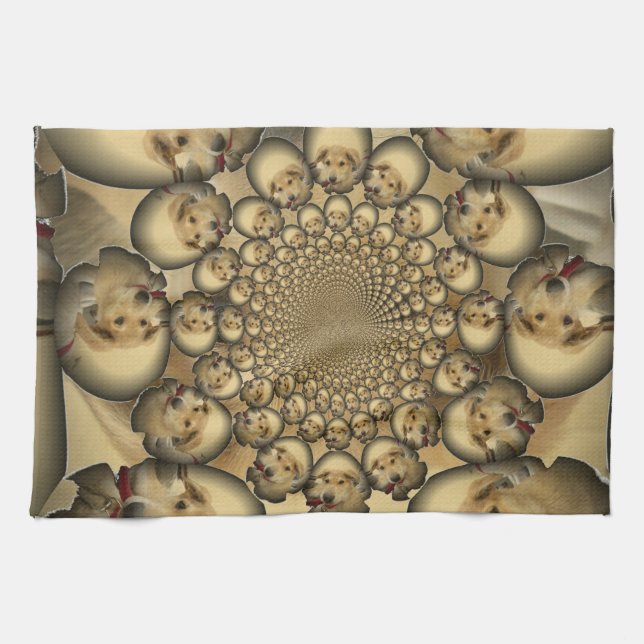 Puppy Kaleidoscope Art Print Tea Towel (Horizontal)