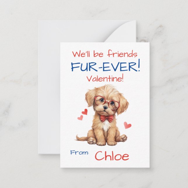 Puppy Kids Valentines  Card (Front)