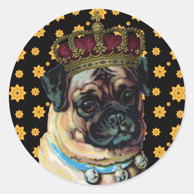 Puppy King Classic Round Sticker (Front)