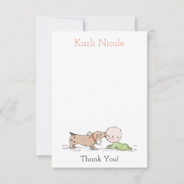 Puppy Kisses Baby Shower Thank You Cards (Front)